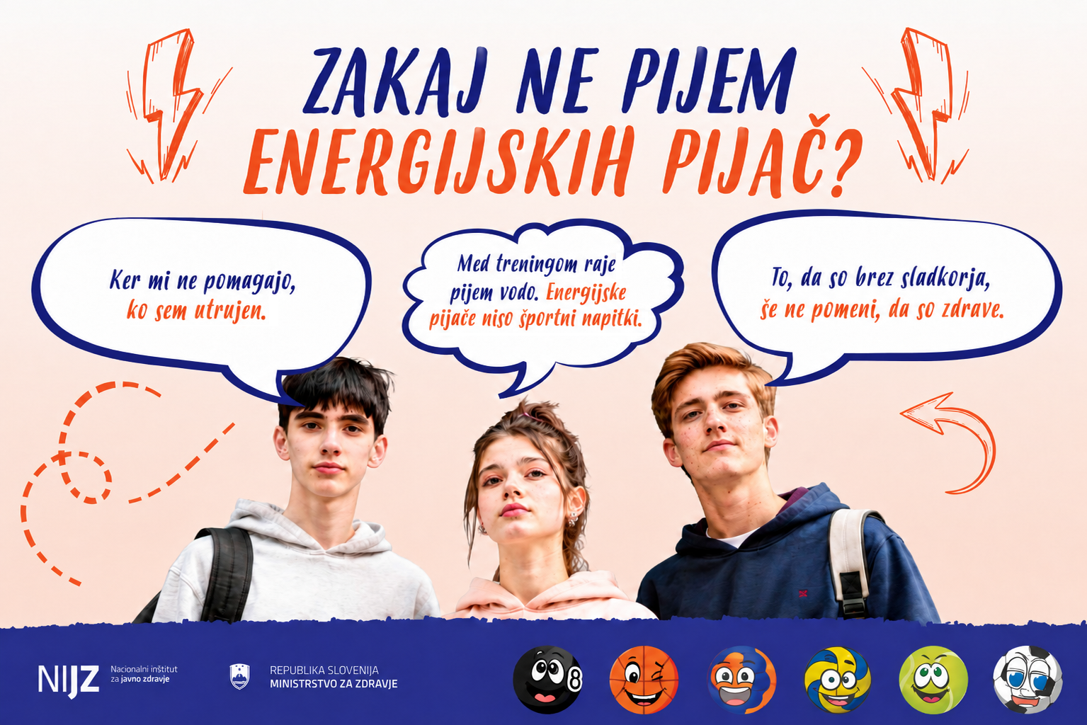 Plakat za ozaveščanje o škodljivosti energijskih pijač.