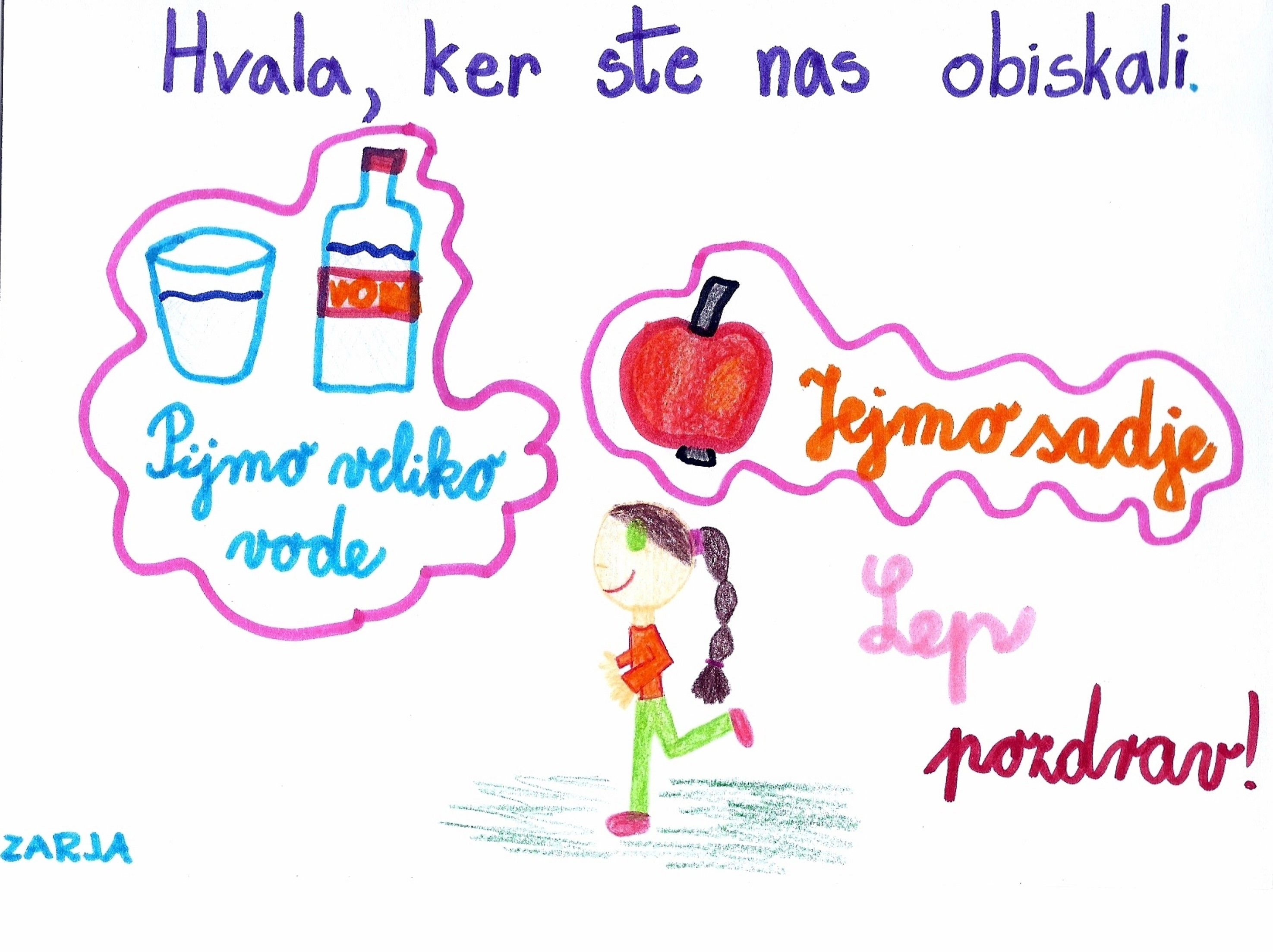 Slika zahvale otroka za obisk dializnih sester.