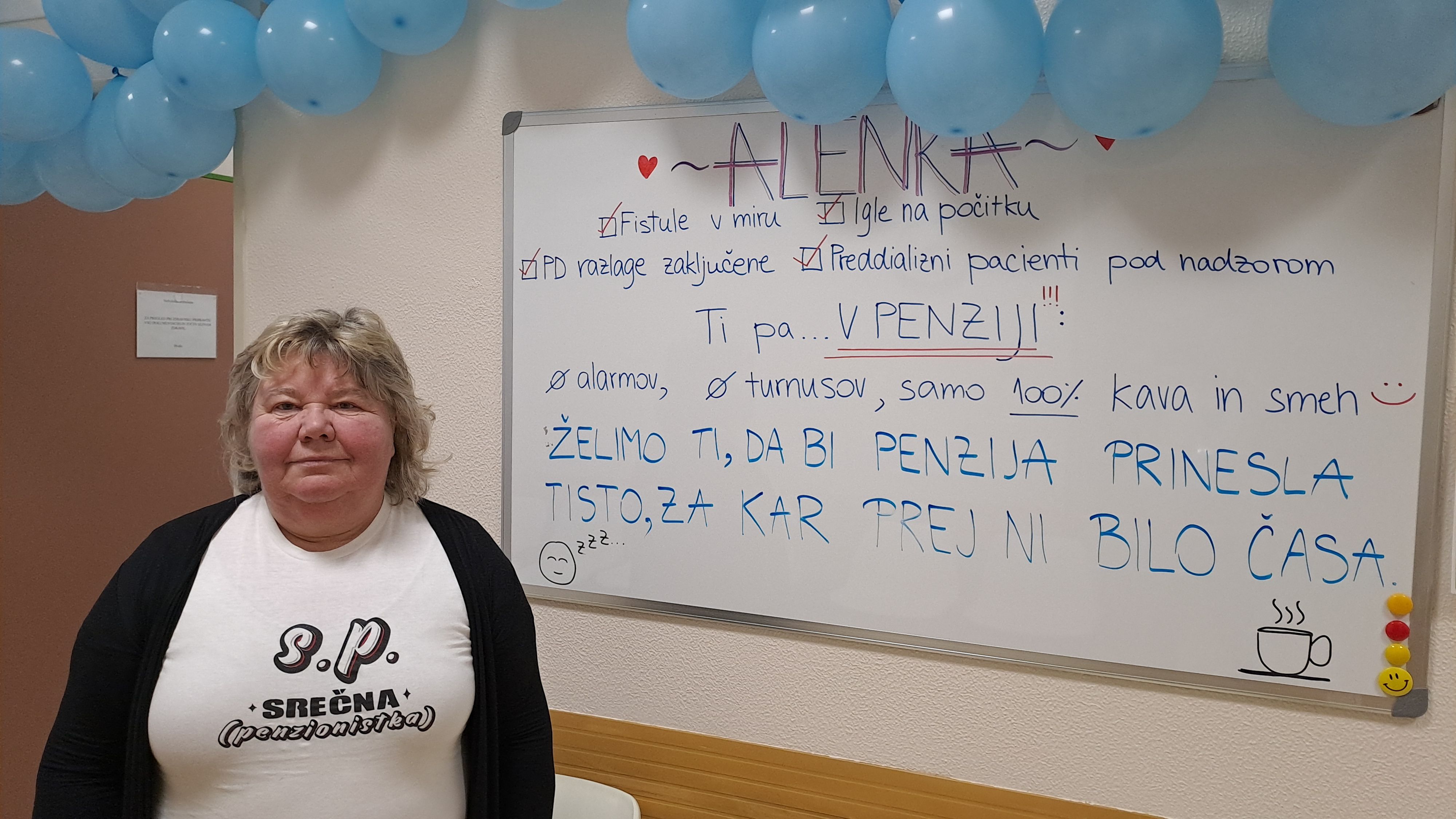 Sveža upokojenka Alenka Bitežnik, diplomirana medicinska sestra na dializnem oddelku &scaron;empetrske bolni&scaron;nice.